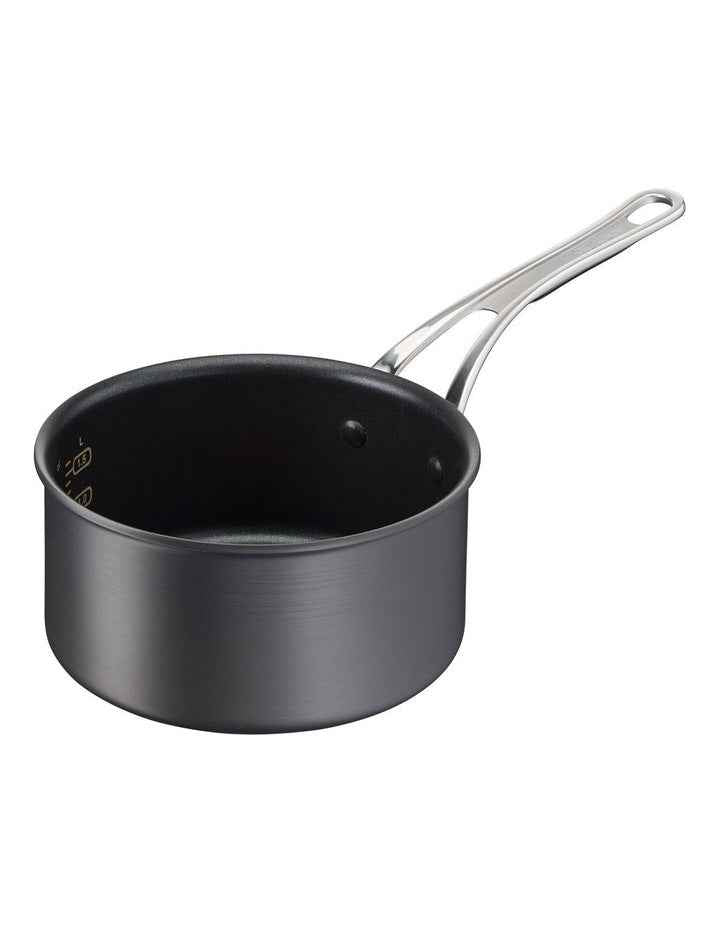 Cooks Classic Hard Anodised Induction Saucepan with Lid 18cm in Coal Grey