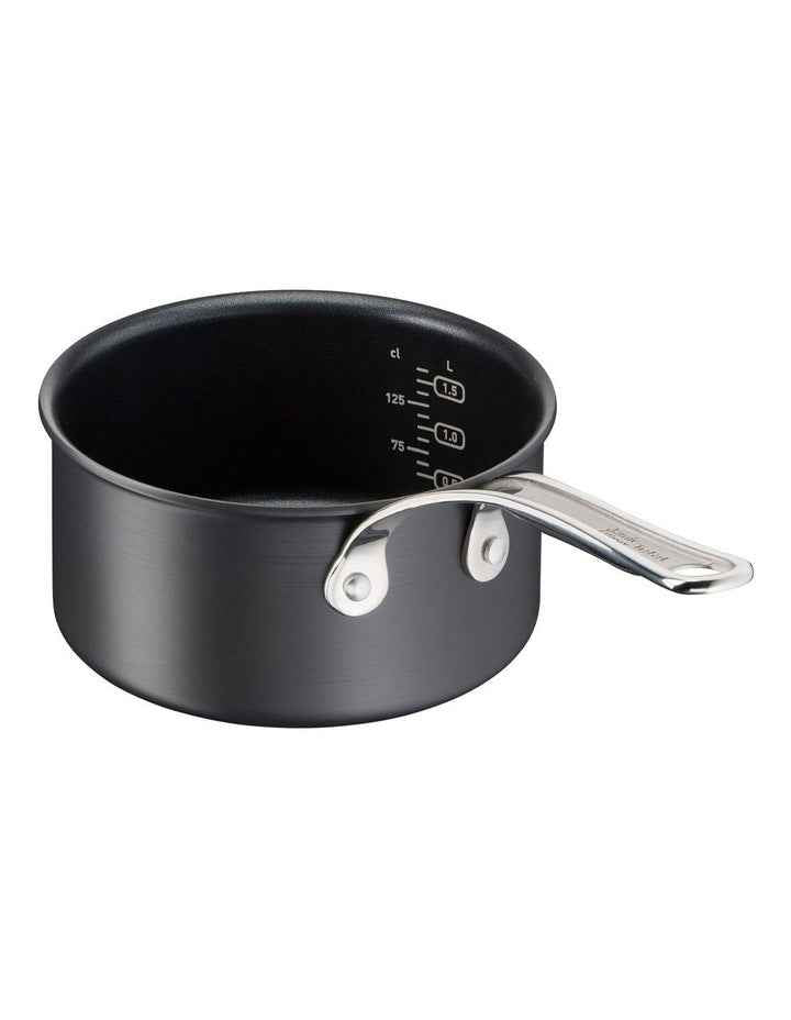 Cooks Classic Hard Anodised Induction Saucepan with Lid 18cm in Coal Grey