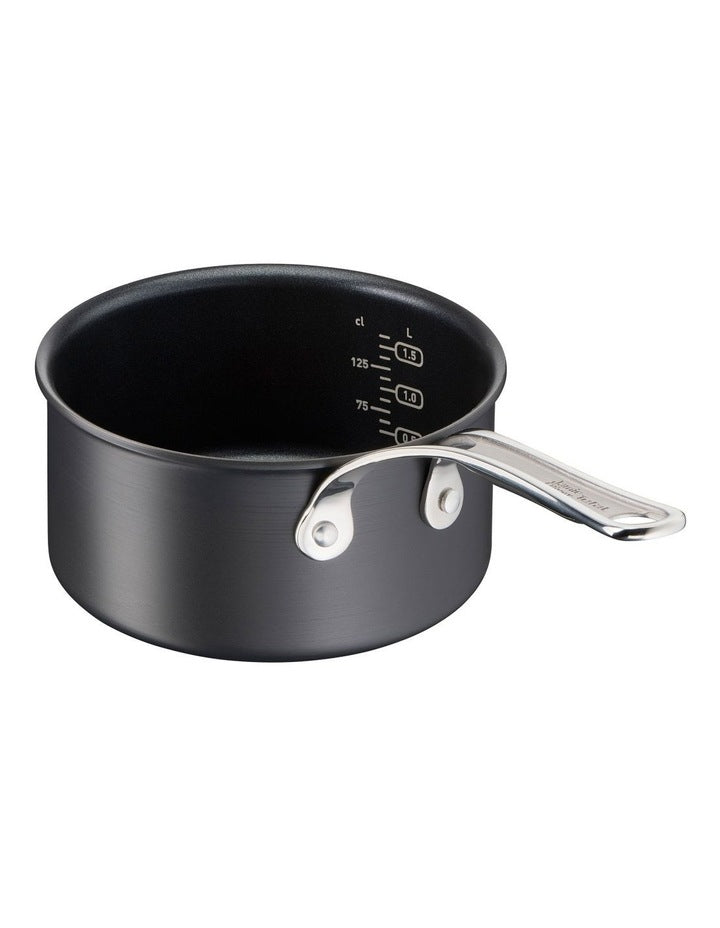 Cooks Classic Hard Anodised Induction Saucepan with Lid 18cm in Coal Grey