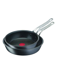 Hard Anodised Induction Frypan 2 Piece Set 24/28cm in Coal Grey