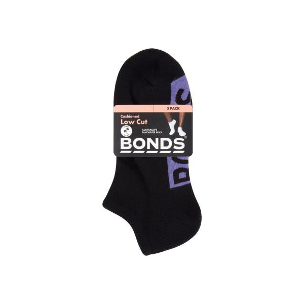BONDS WOMENS LOGO LOW CUT 3 PK SIZE 8-11