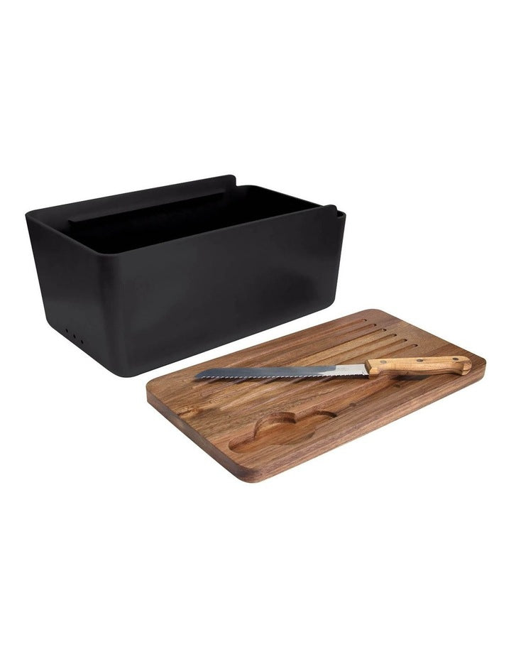 Hudson Bread Bin With Cutting Board in Black