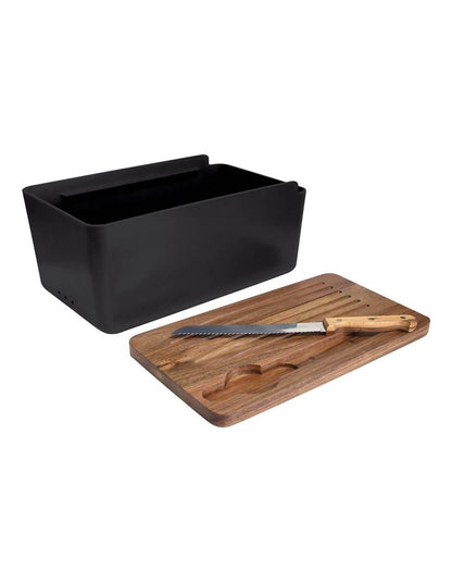 Hudson Bread Bin With Cutting Board in Black