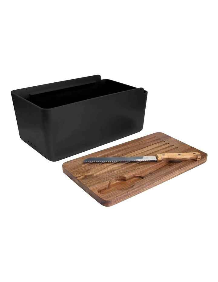 Hudson Bread Bin With Cutting Board in Black