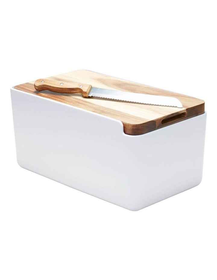 Hudson Bread Bin With Wooden Cutting Board in White
