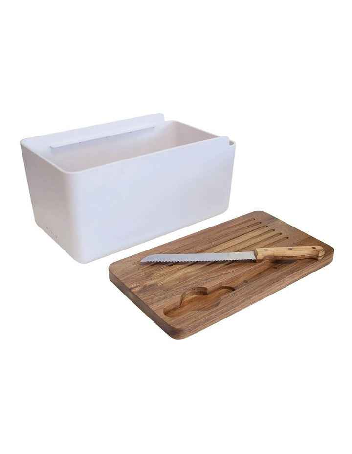 Hudson Bread Bin With Wooden Cutting Board in White