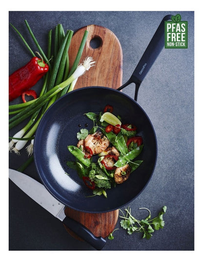 SmartShape 28cm/3.69L Open Wok PFAS-free ceramic non-stick in Black