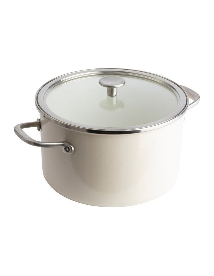 Artisan Steel Core Enamel Covered Casserole 24cm/6L in Almond Cream