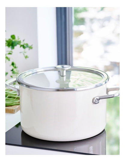 Artisan Steel Core Enamel Covered Casserole 24cm/6L in Almond Cream
