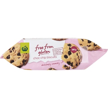 Woolworths Free From Gluten Chocolate Chip Biscuit 160g