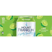Mount Franklin Lightly Sparkling Water lime Multipack Cans 375mL x 10 pack