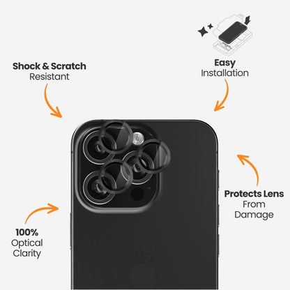 EFM Camera Lens Screen Armour for iPhone 16 Pro/16 Pro Max (Carbon)