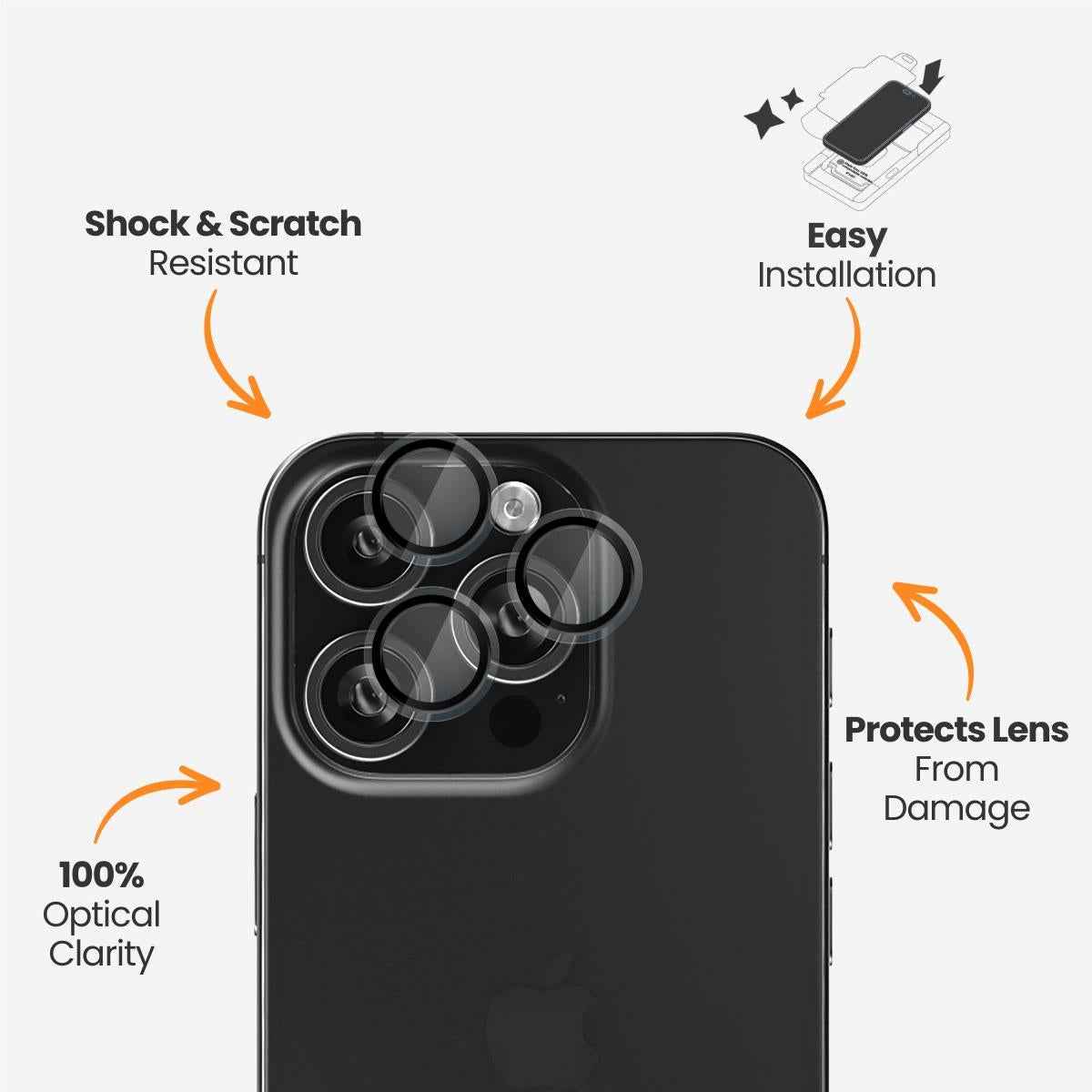 EFM Camera Lens Screen Armour for iPhone 16 Pro/16 Pro Max (Clear)