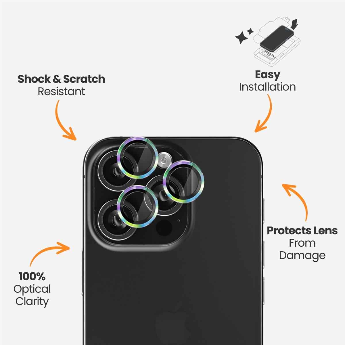 EFM Camera Lens Screen Armour for iPhone 16 Pro/16 Pro Max (Rainbow)