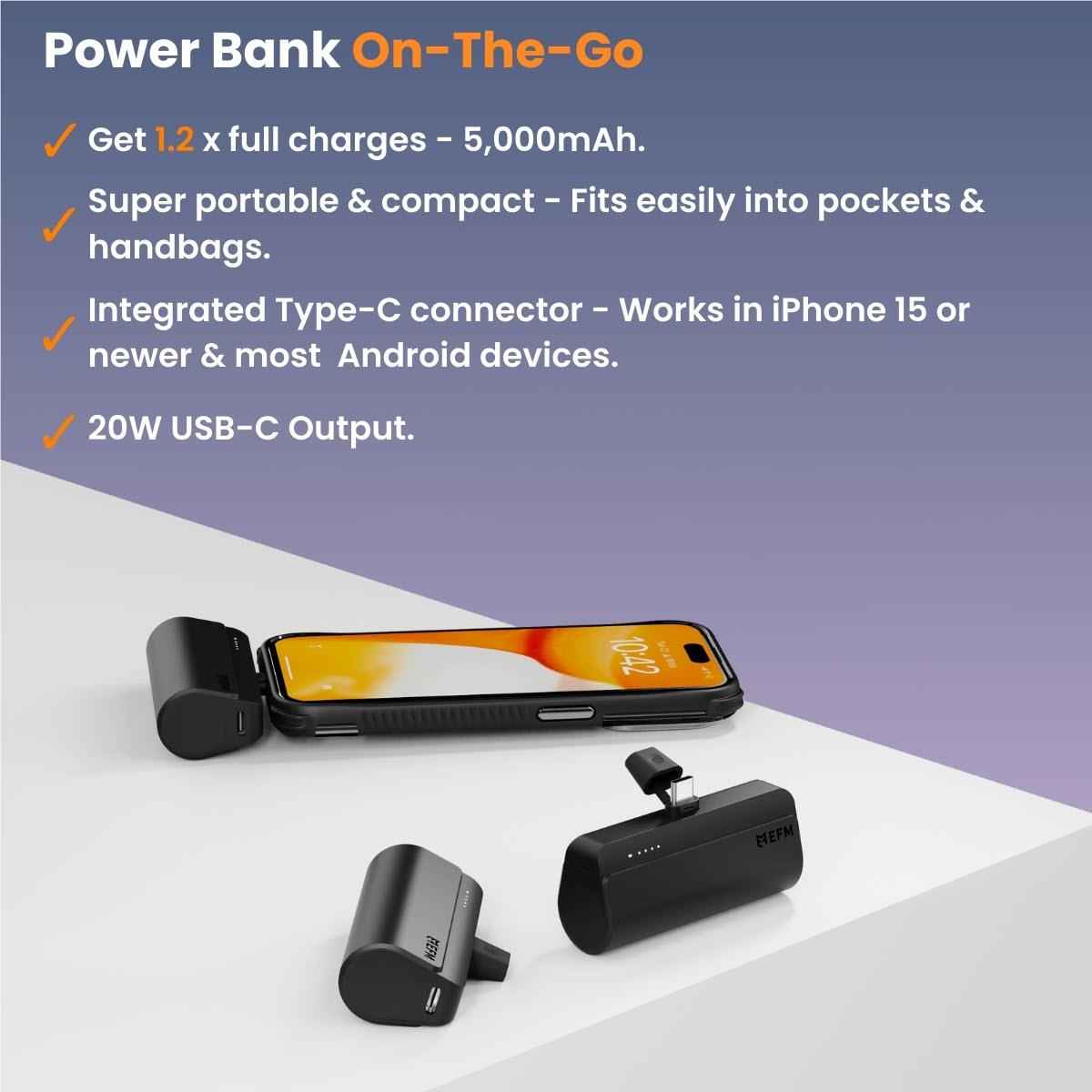 EFM Power On-The-Go 5K USB-C Power Bank (Black)