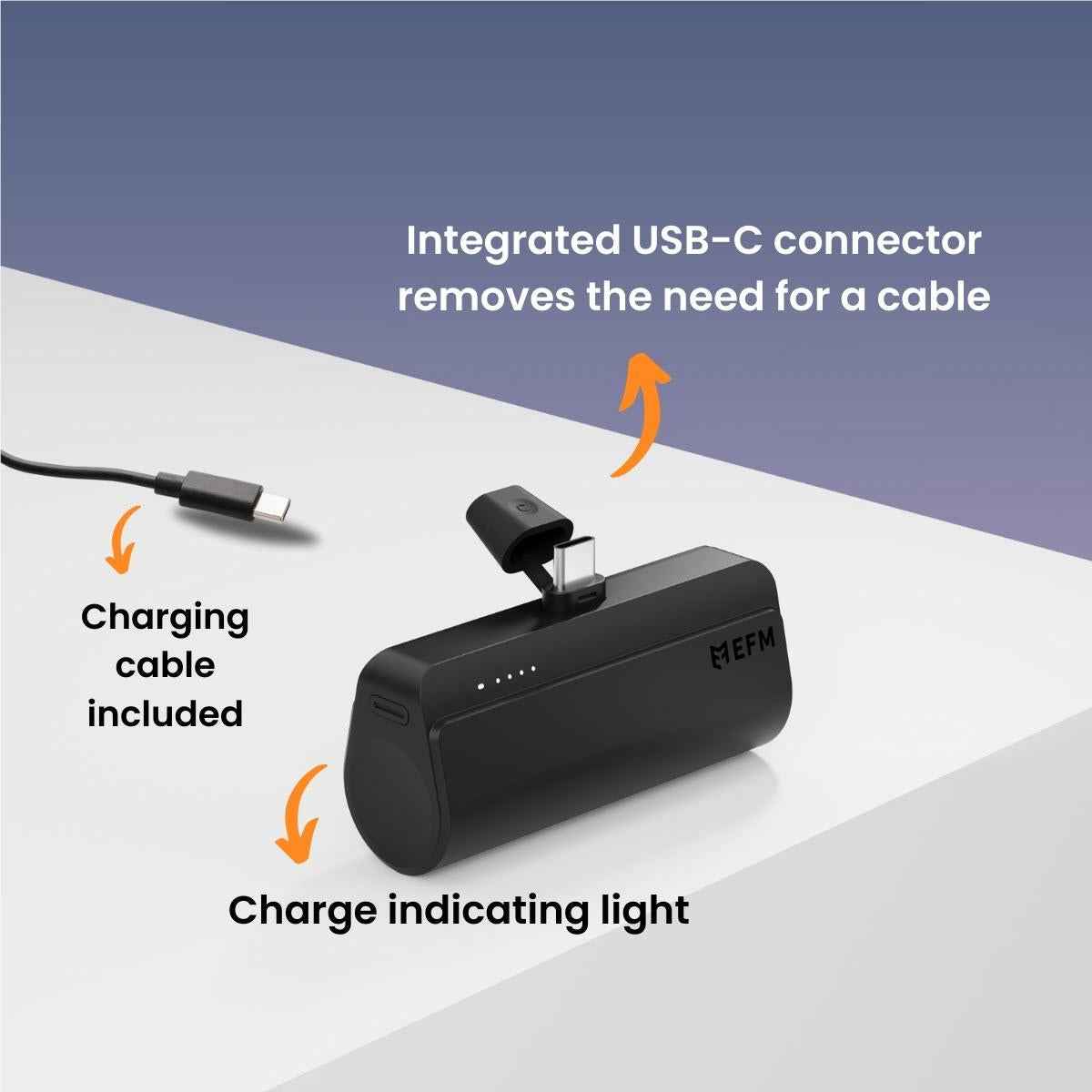 EFM Power On-The-Go 5K USB-C Power Bank (Black)