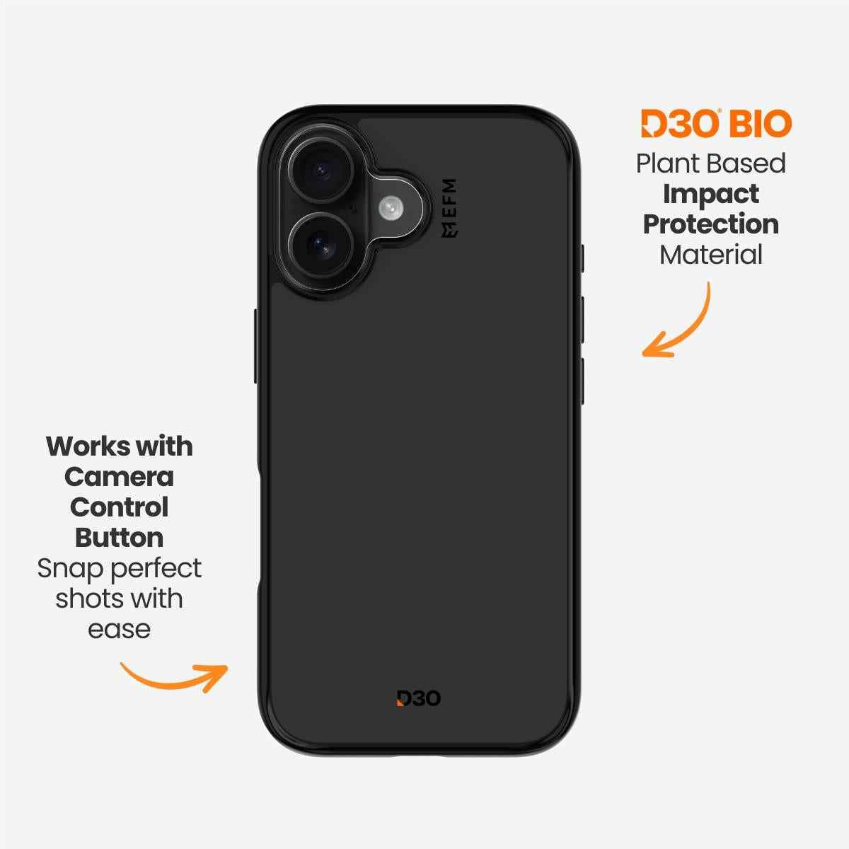 EFM Manhattan Case with D3O Bio for iPhone 16 (Black)