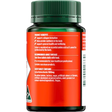 Nature's Own Lysine 1000mg Tablets For Collagen Support 50 pack