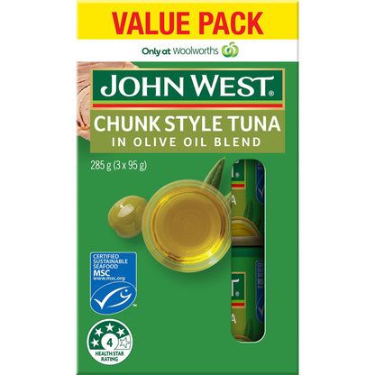 John West Chunk Style Tuna Oil In Olive Oil Blend 95g x 3 pack