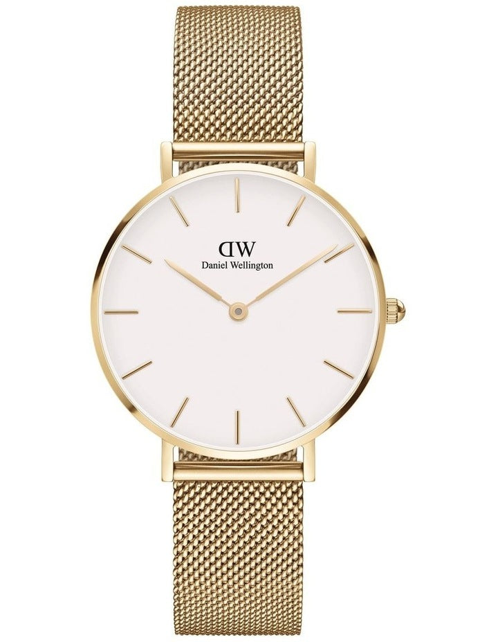 Petite 32 Evergold White Dial Stainless Steel Quartz Watch in Gold