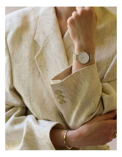 Petite 28 Evergold White Dial Stainless Steel Quartz Watch in Gold