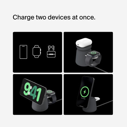 Belkin BoostCharge Pro 2-in-1 Wireless Charging Dock with Qi2 15W (Charcoal)