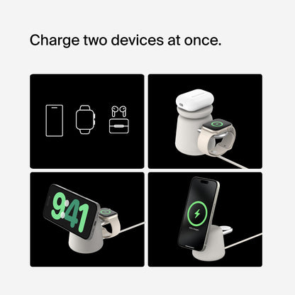 Belkin BoostCharge Pro 2-in-1 Wireless Charging Dock with Qi2 15W (Sand)