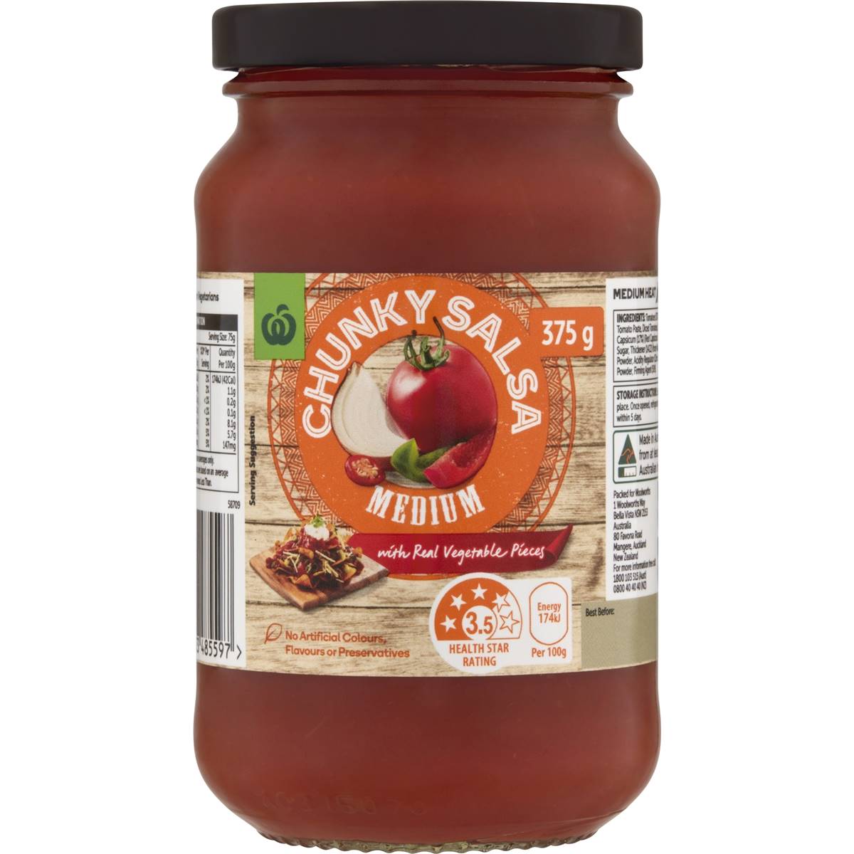 Woolworths Salsa Chunky Medium 375g