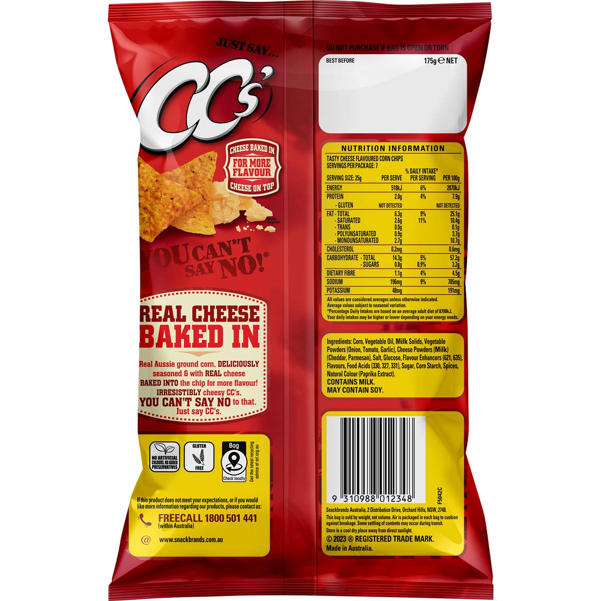 CC's Corn Chips Tasty Cheese 175g