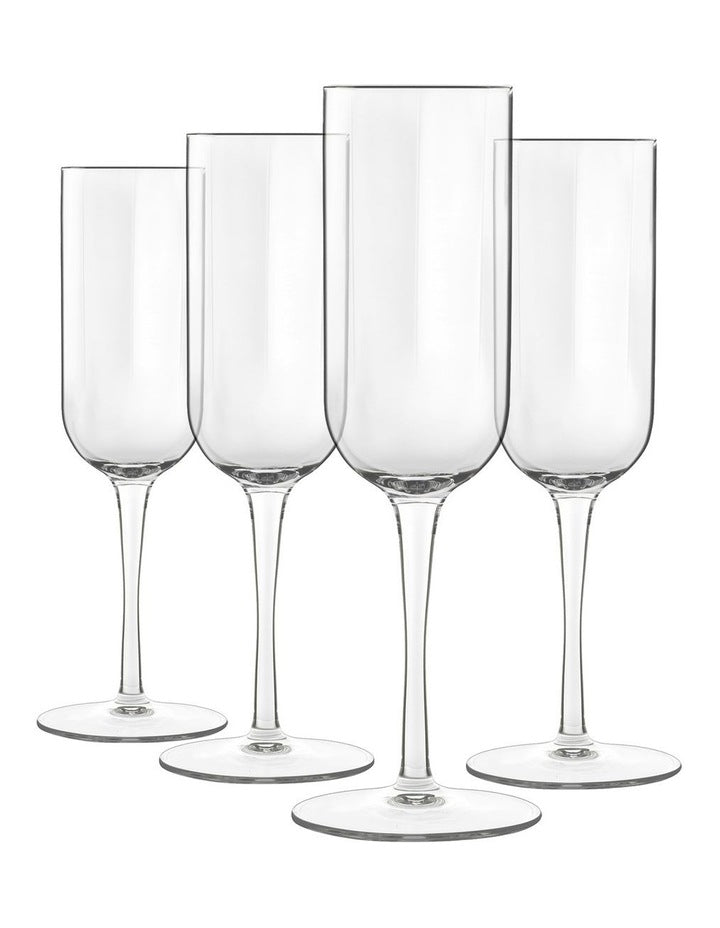 Jazz Champagne Flute Set 4Piece in Clear
