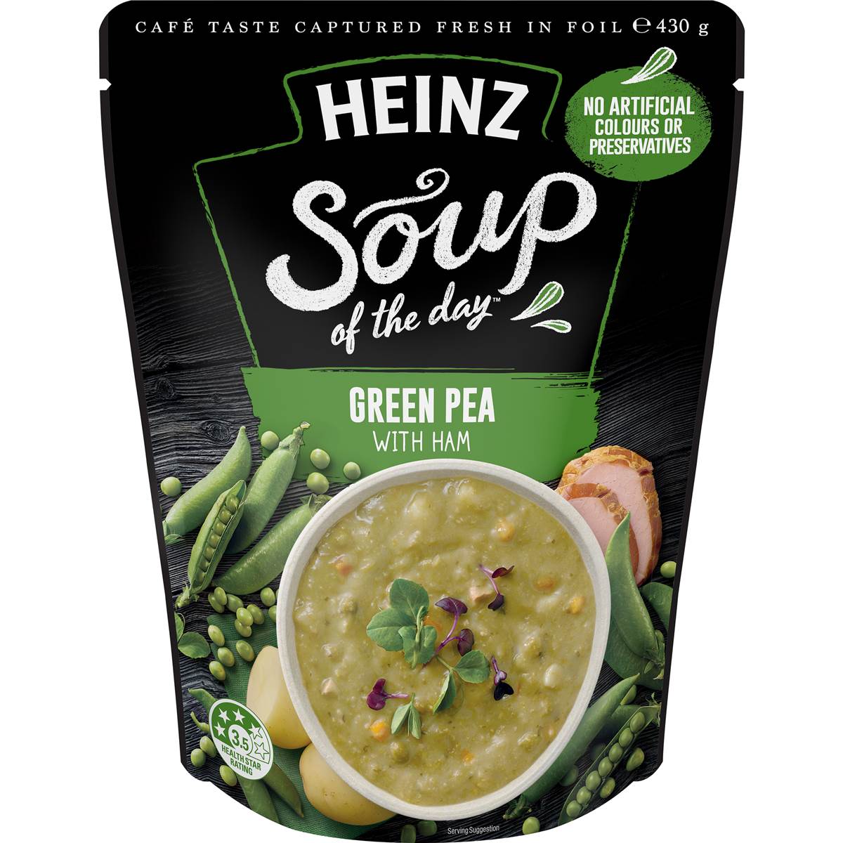 Heinz Soup Of The Day Green Pea With Ham Soup Pouch 430g