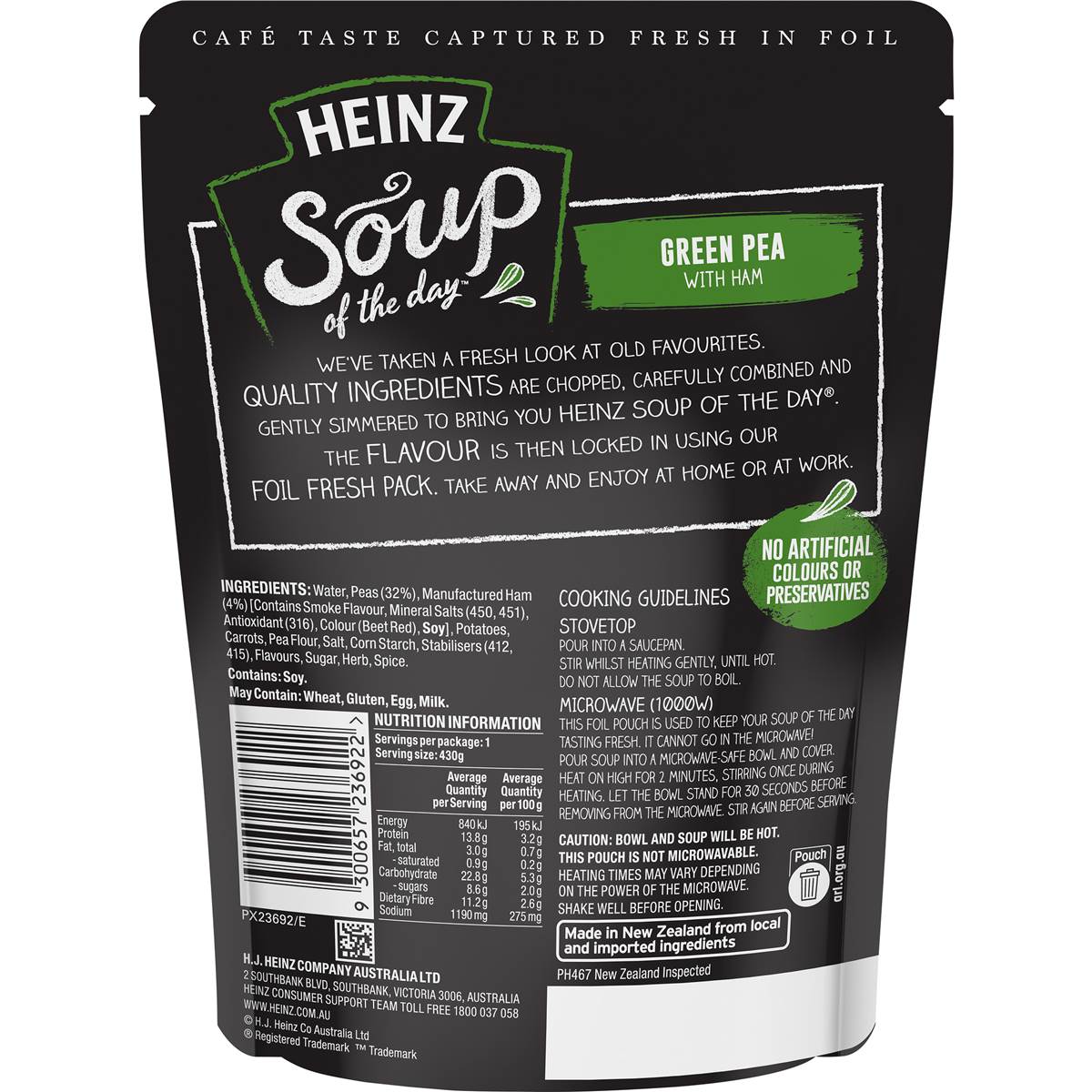 Heinz Soup Of The Day Green Pea With Ham Soup Pouch 430g