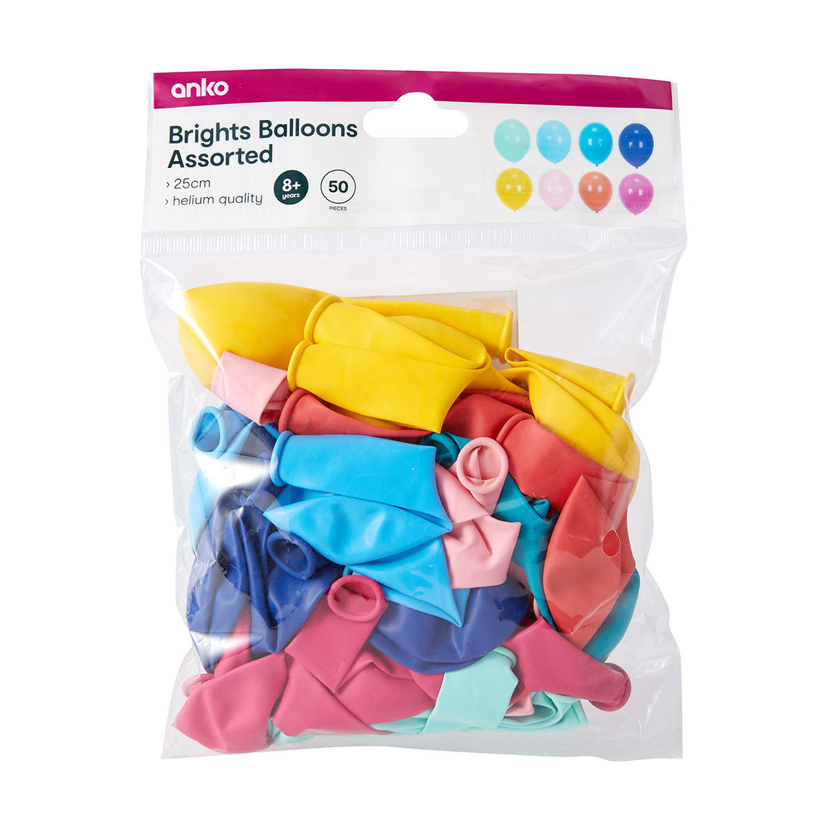 50 Pack Brights Balloons