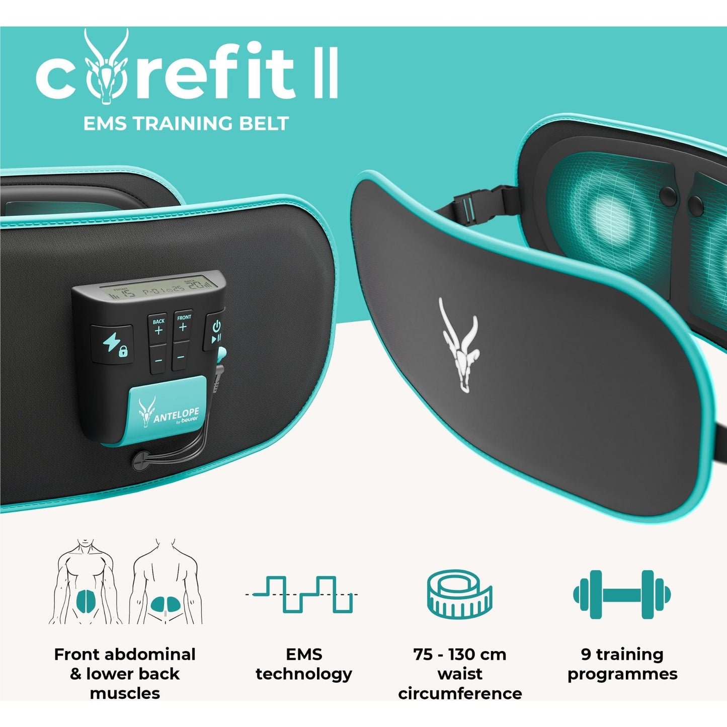 Beurer Corefit 2 EMS Training Belt Front & Back