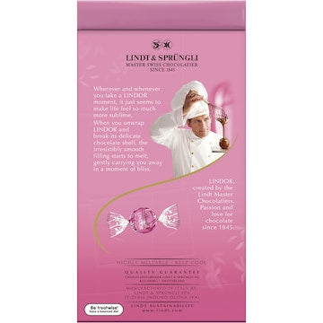 Lindt Lindor Strawberries & Cream White Chocolate Bag 125g