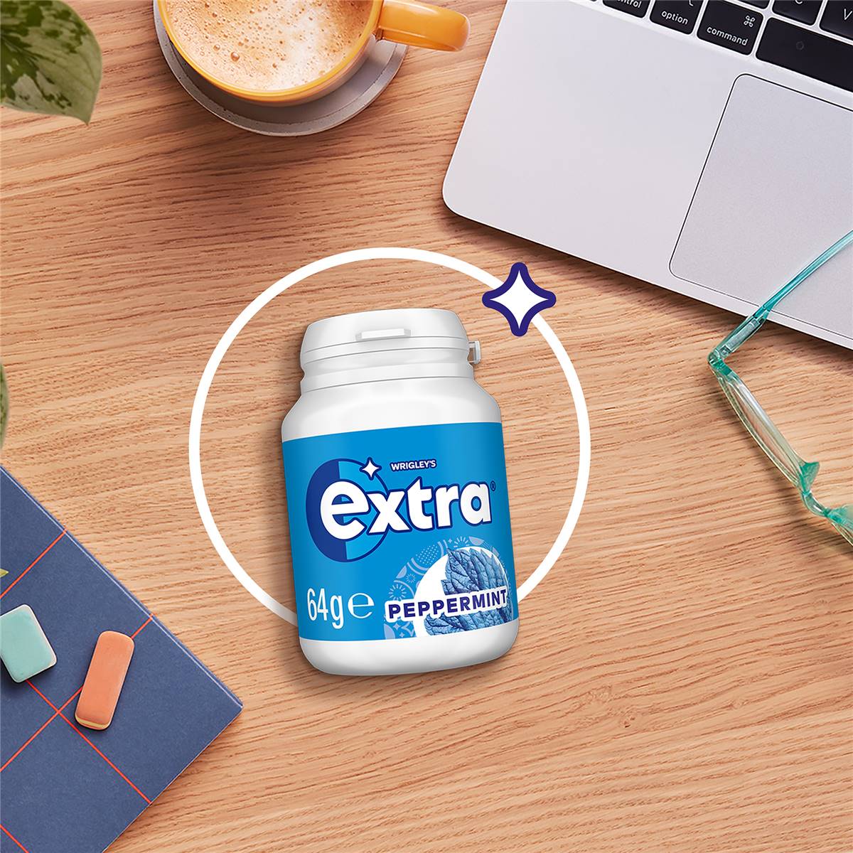 Extra Peppermint Sugar Free Chewing Gum Bottle 64g