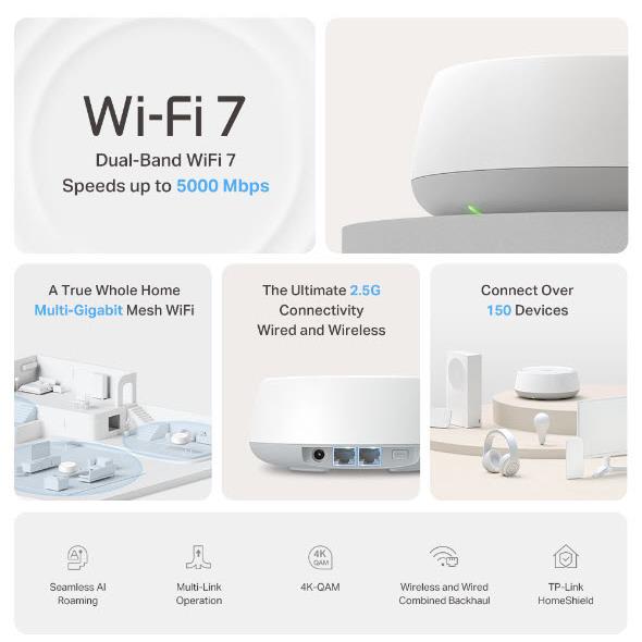 TP-Link Deco BE5000 Whole Home Mesh Wi-Fi 7 System (2-pack)