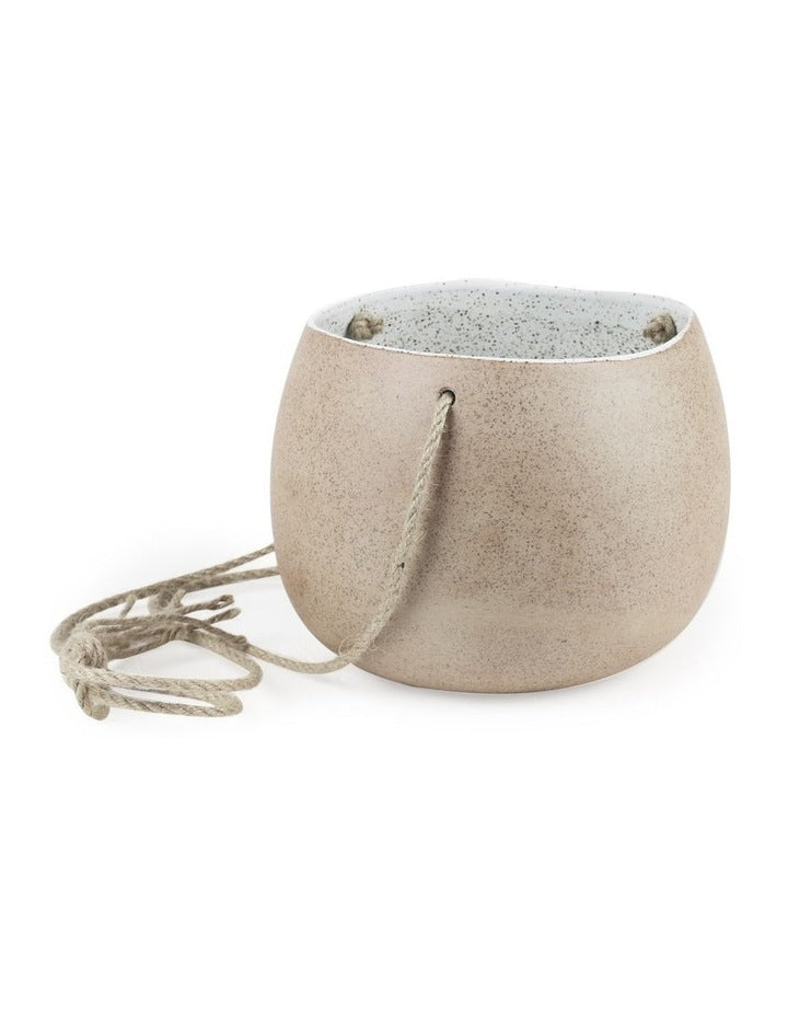Garden To Table Hanging Planter Large White Speckle