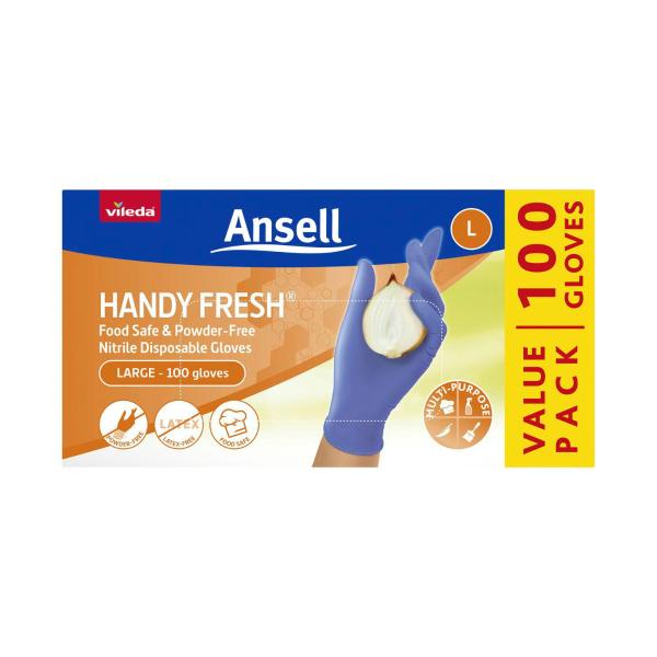VILEDA ANSELL HANDY FRESH NITRILE GLOVES LARGE 100 PACK