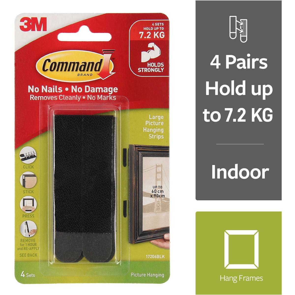 3M Command Picture Hanging Strips Large Black each