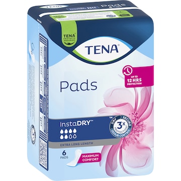 TENA Incontinence Pads Instadry Extra Long Length 6 pack