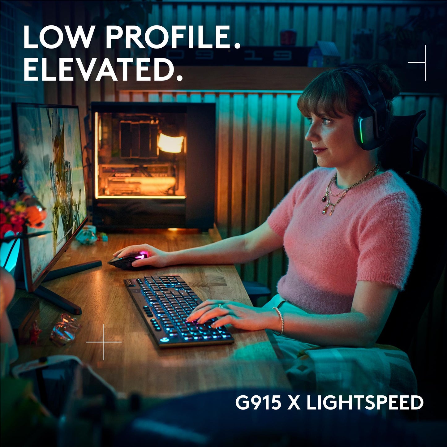 Logitech G915 X LIGHTSPEED Low-Profile Wireless Gaming Keyboard (Black)