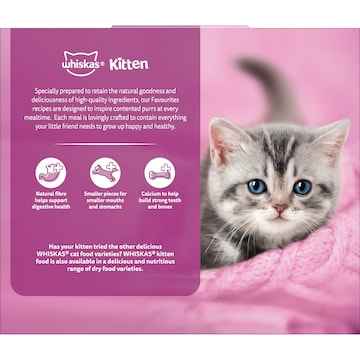 Whiskas Kitten Wet Cat Food Chicken In Gravy Pouch 85g x 12 pack
