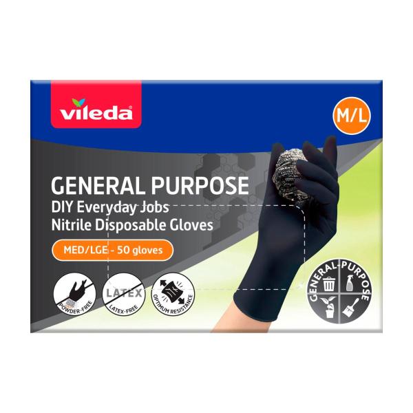 VILEDA ANSELL GENERAL PURPOSE NITRILE GLOVES LARGE 50 PACK
