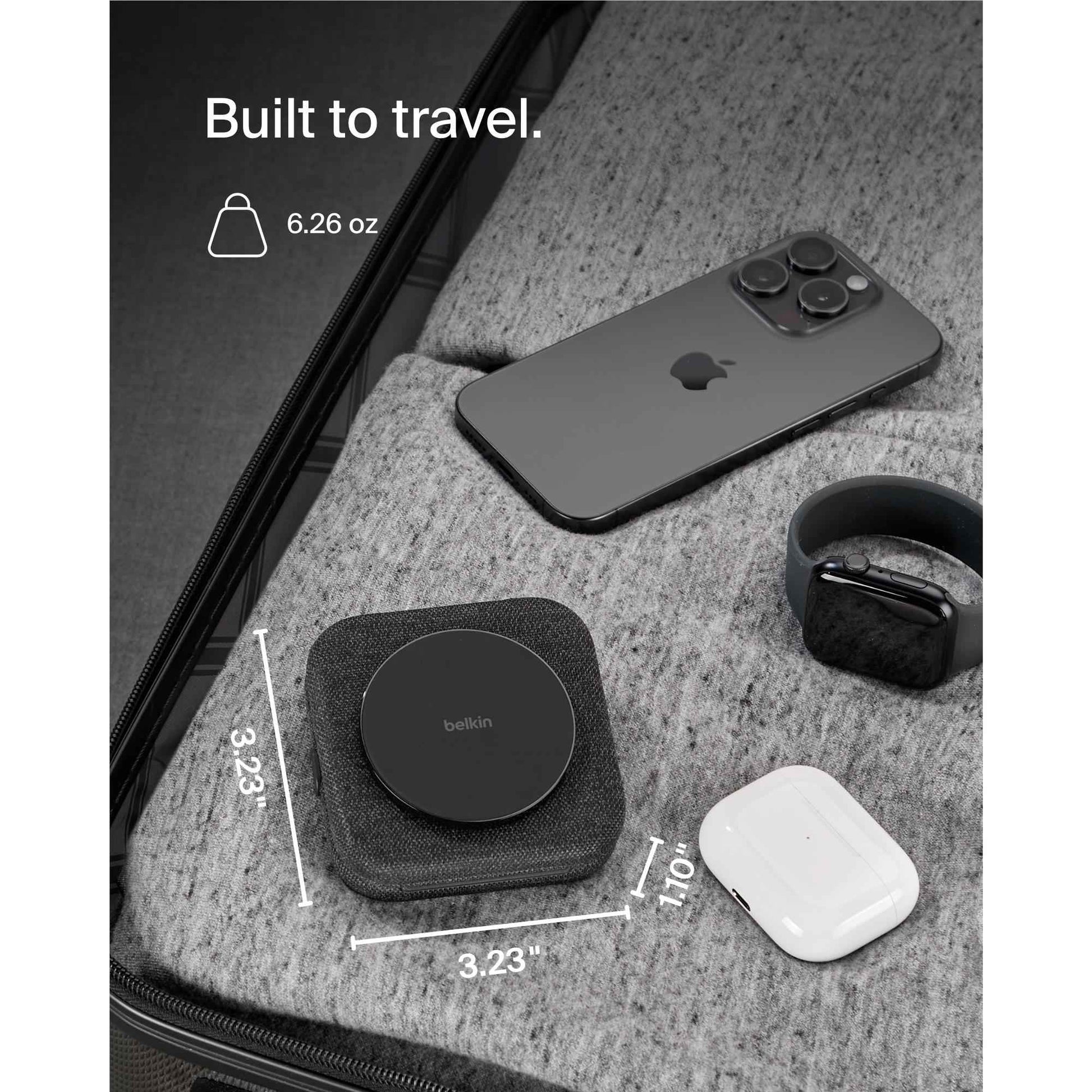 Belkin BoostCharge Pro 2-in-1 Magnetic Qi2 15W Charging Travel Pad