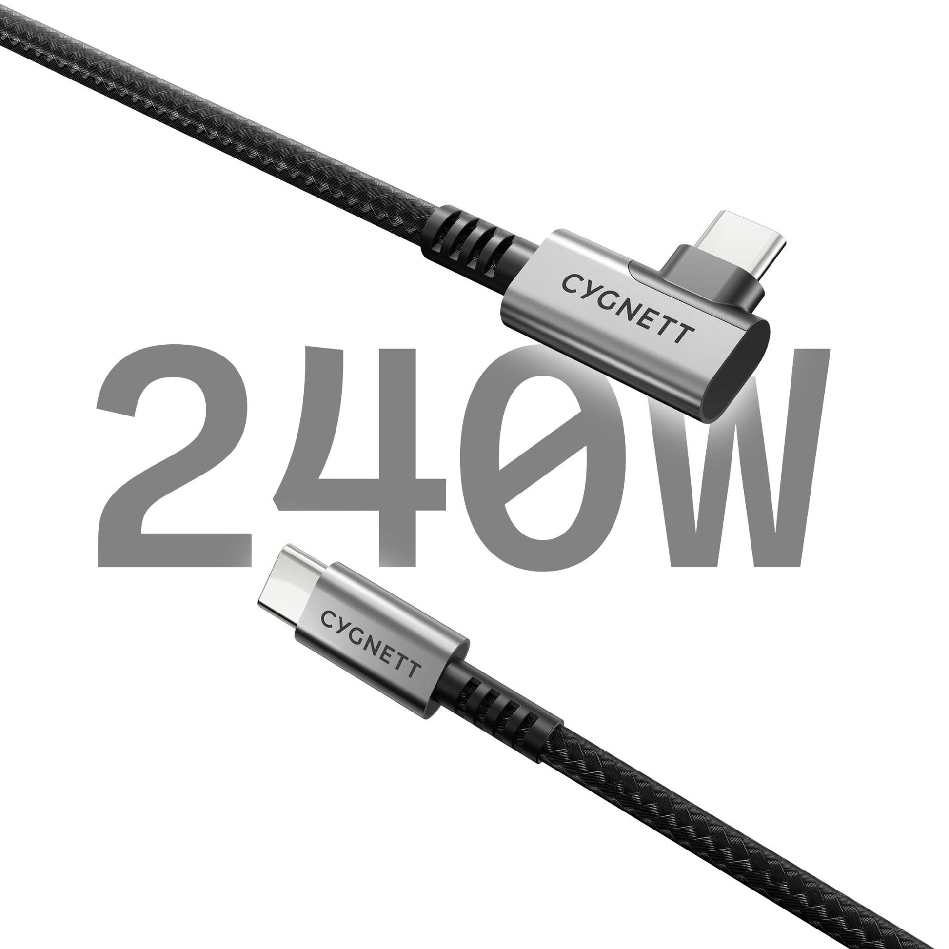 Cygnett Unite Right Angle Braided USB-C 3.1 1m Cable (Black)
