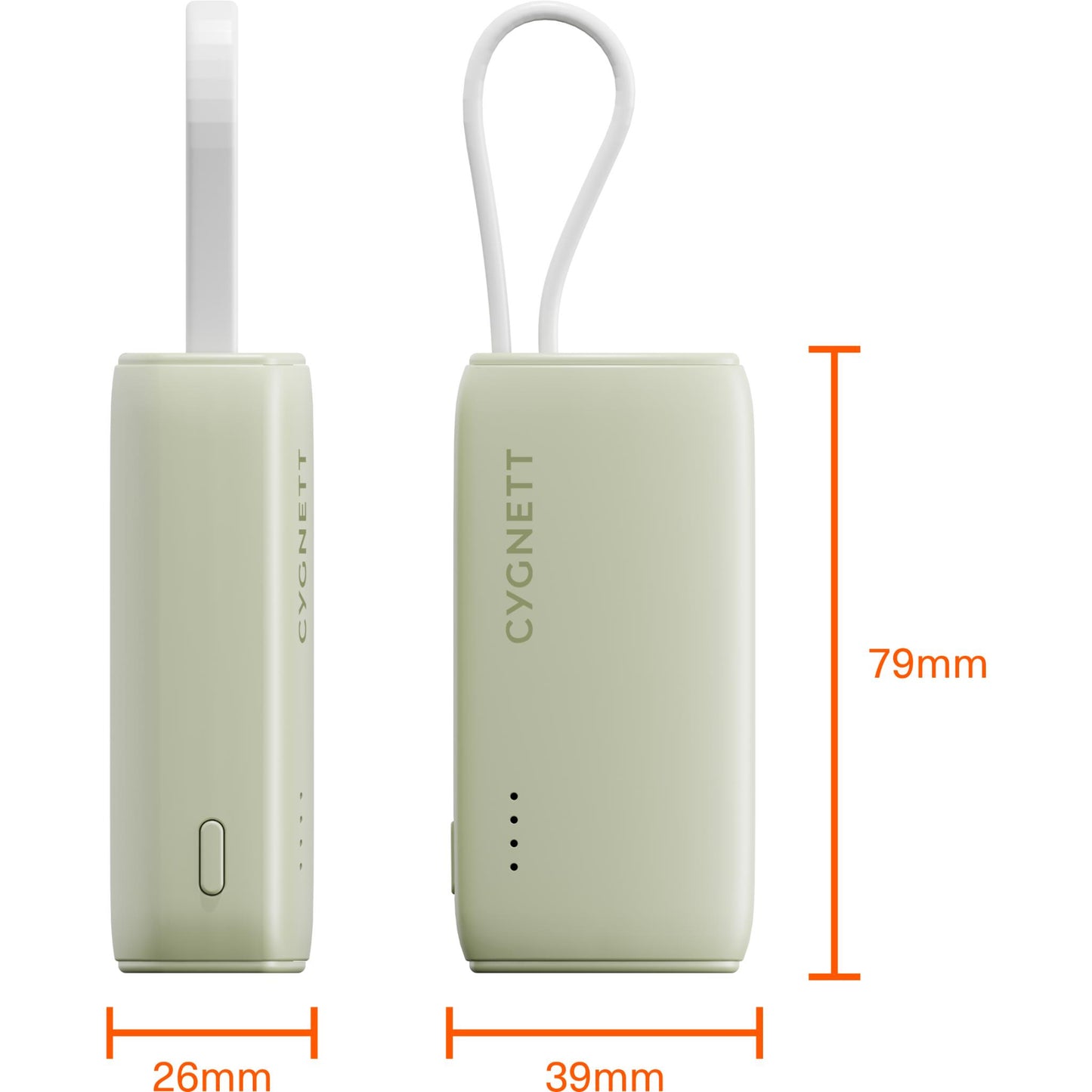 Cygnett Charge Connect 5K Power Bank with Integrated USB-C Cable (Green)