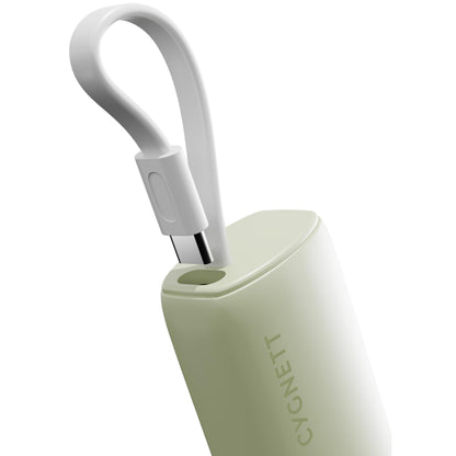 Cygnett Charge Connect 5K Power Bank with Integrated USB-C Cable (Green)