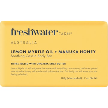 Freshwater Farm Australia Lemon Myrtle Oil + Manuka Honey Soothing Body Bar 200g