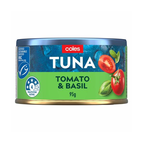 COLES TUNA TOMATO & BASIL 95G